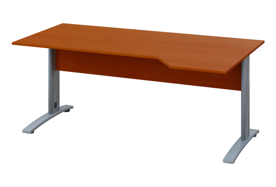 EZK 18 - 184 stůl kancelářský, rohový, pravý, kovová podnož stříbrná, deska 18 mm, široký 1800 mm, třešeň šumavská